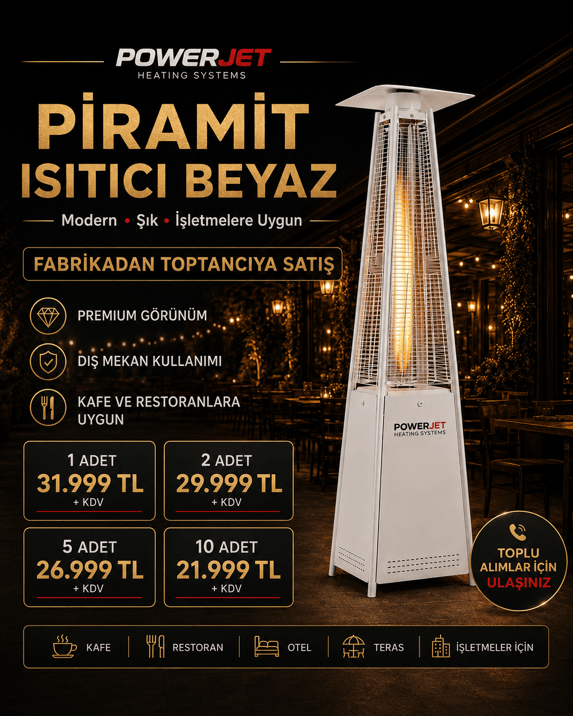 Piramit Isıtıcı Beyaz - Powerjet